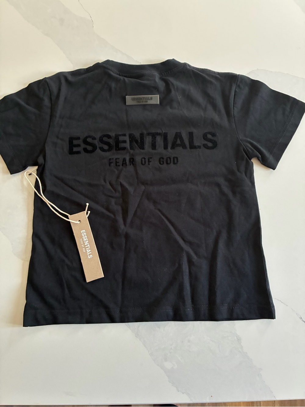 Fear of God Essentials Black Raised-Logo Tee
